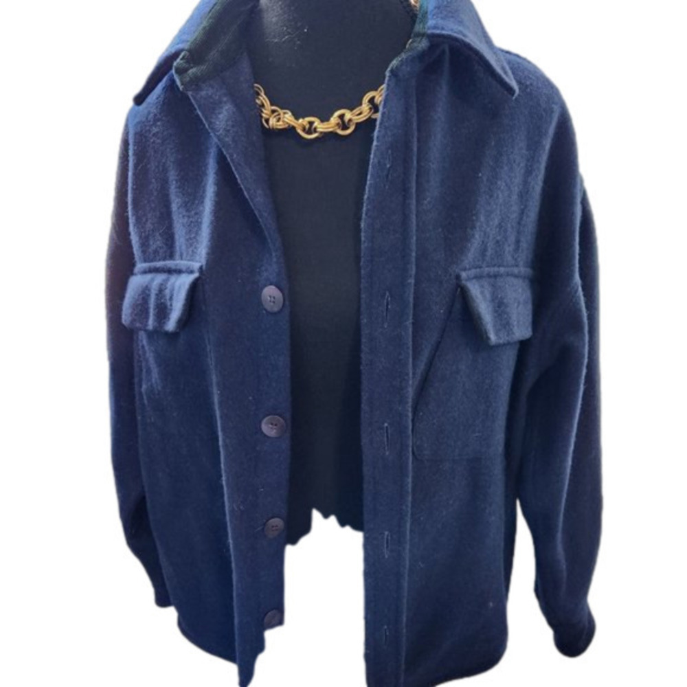 P233. Vintage Sargent Pepper Navy Blue Wool-blend Shacket |S